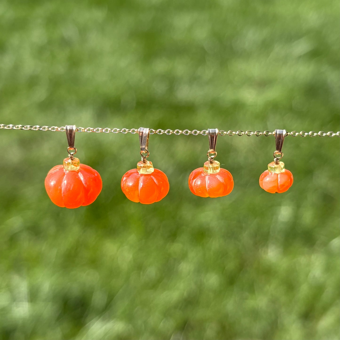Carnelian & Peridot Pumpkin Pendant