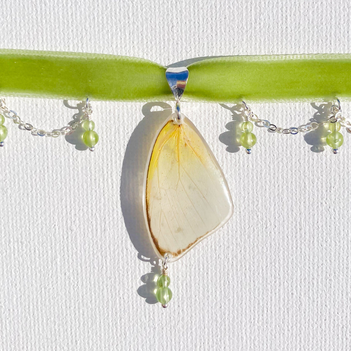 Yellow Emigrant Butterfly Choker with Peridot