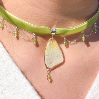 Yellow Emigrant Butterfly Choker with Peridot