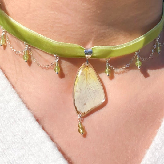 Yellow Emigrant Butterfly Choker with Peridot