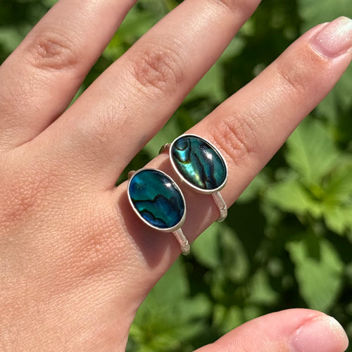 Abalone Bamboo Ring (Large Horizontal Oval)