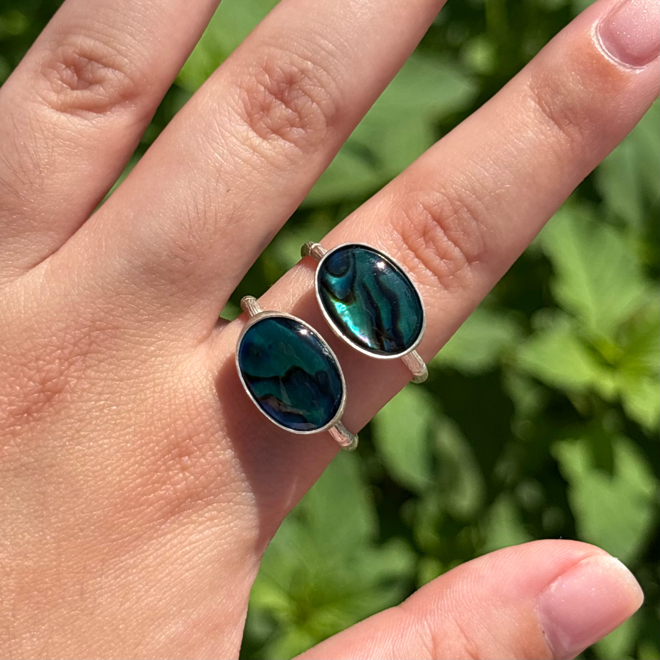 Abalone Bamboo Ring (Large Horizontal Oval)