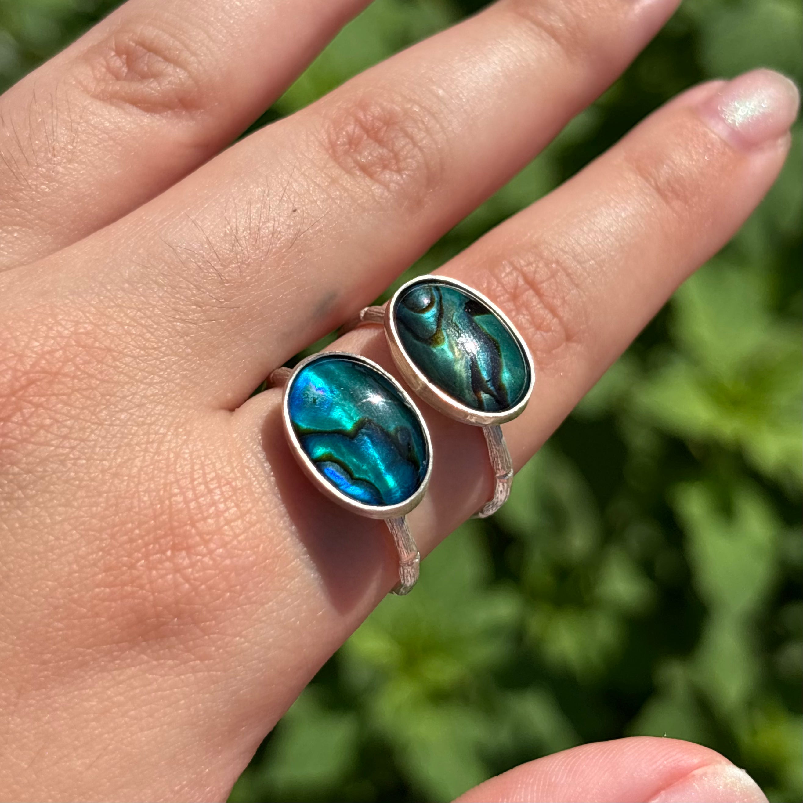 Abalone Bamboo Ring (Large Horizontal Oval)