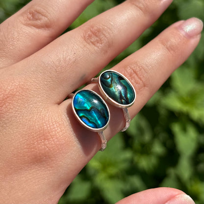 Abalone Bamboo Ring (Large Horizontal Oval)