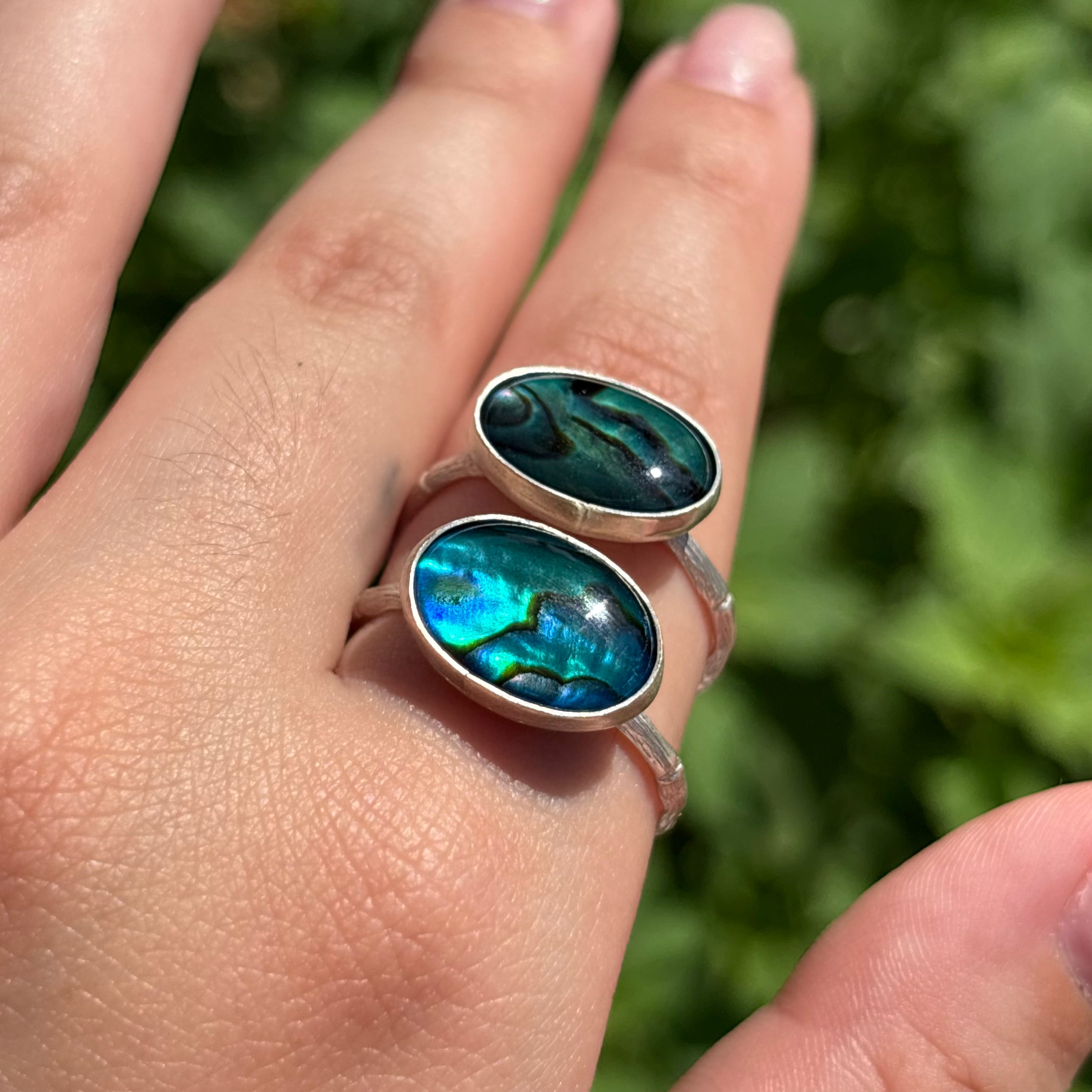 Abalone Bamboo Ring (Large Horizontal Oval)