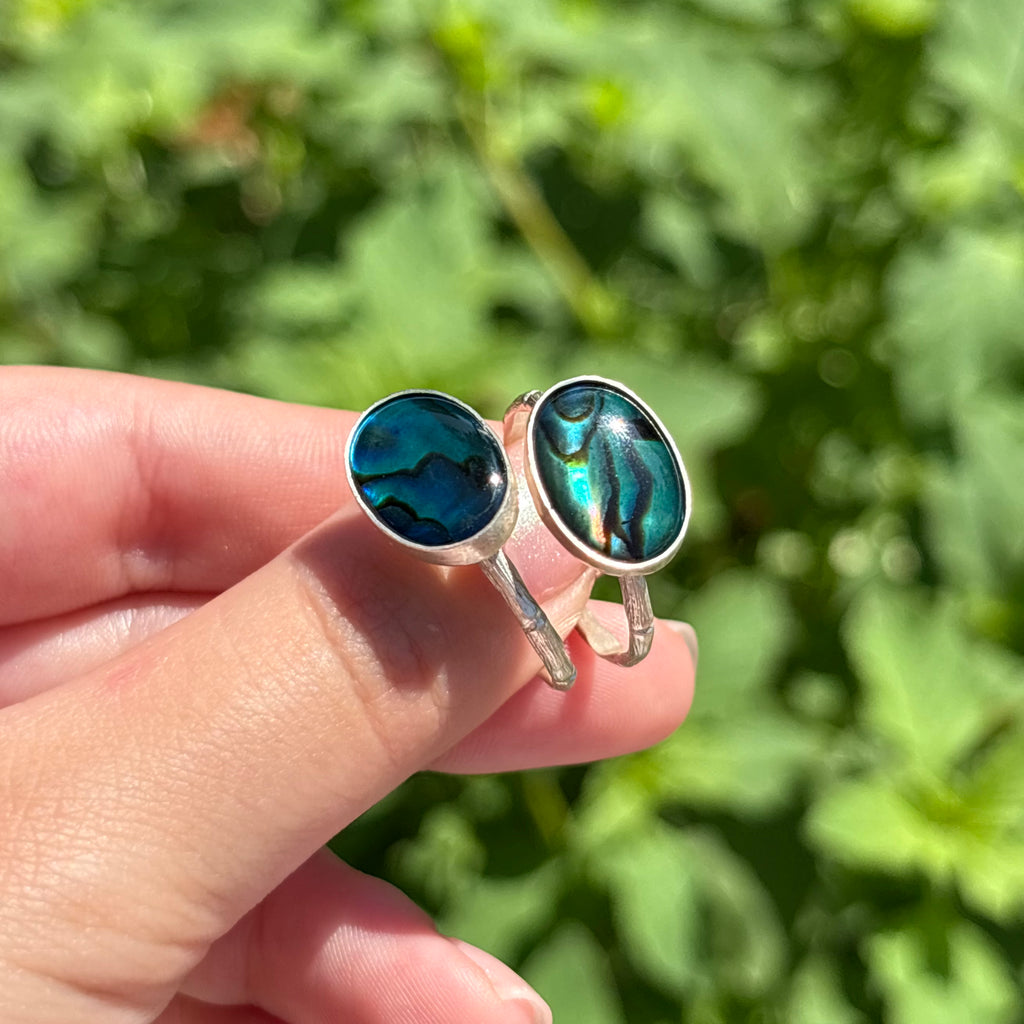 Abalone Bamboo Ring (Large Horizontal Oval)