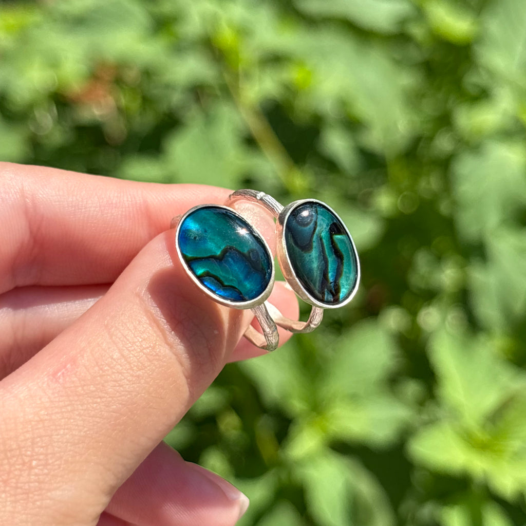 Abalone Bamboo Ring (Large Horizontal Oval)