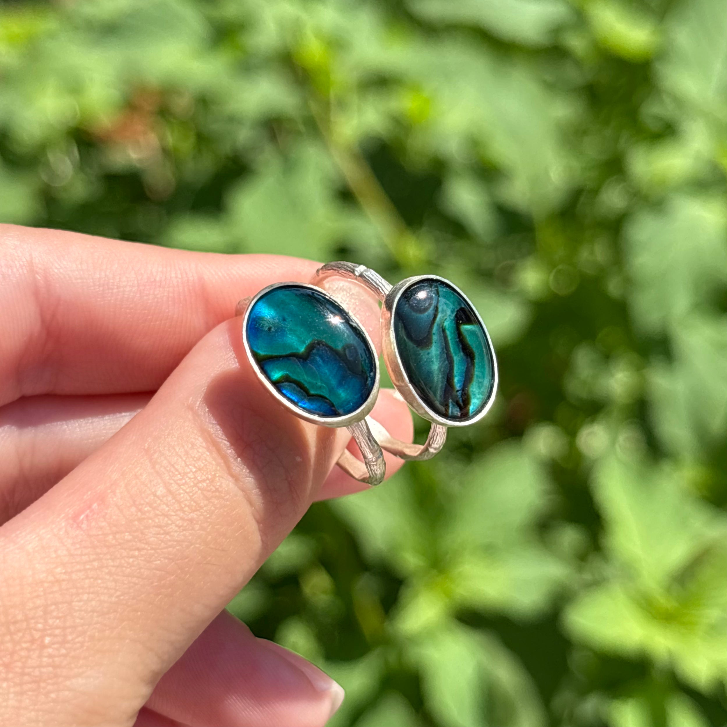 Abalone Bamboo Ring (Large Horizontal Oval)