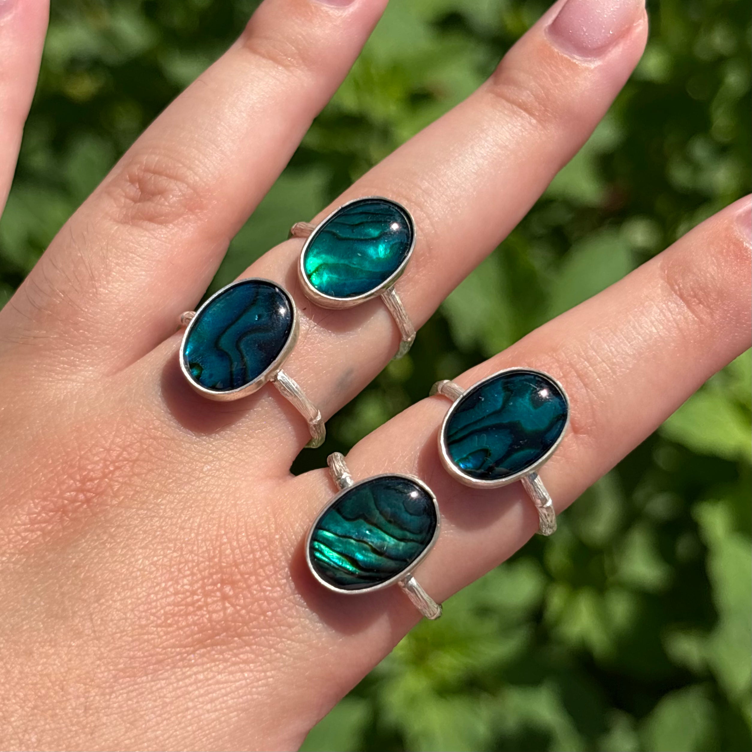 Abalone Bamboo Ring (Large Vertical Oval)