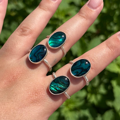 Abalone Bamboo Ring (Large Vertical Oval)