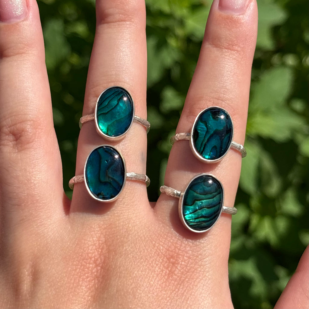 Abalone Bamboo Ring (Large Vertical Oval)