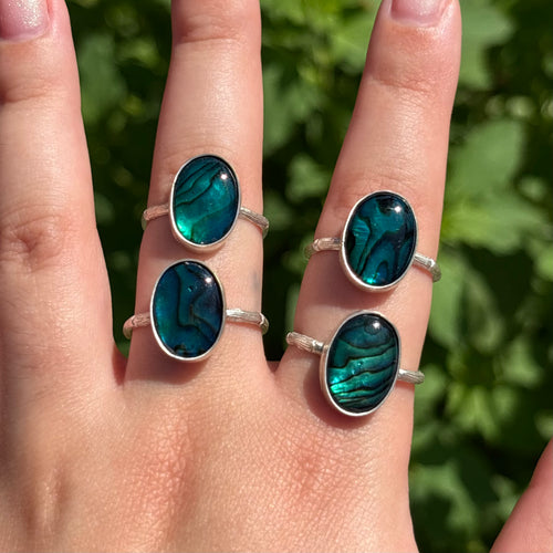 Abalone Bamboo Ring (Large Vertical Oval)