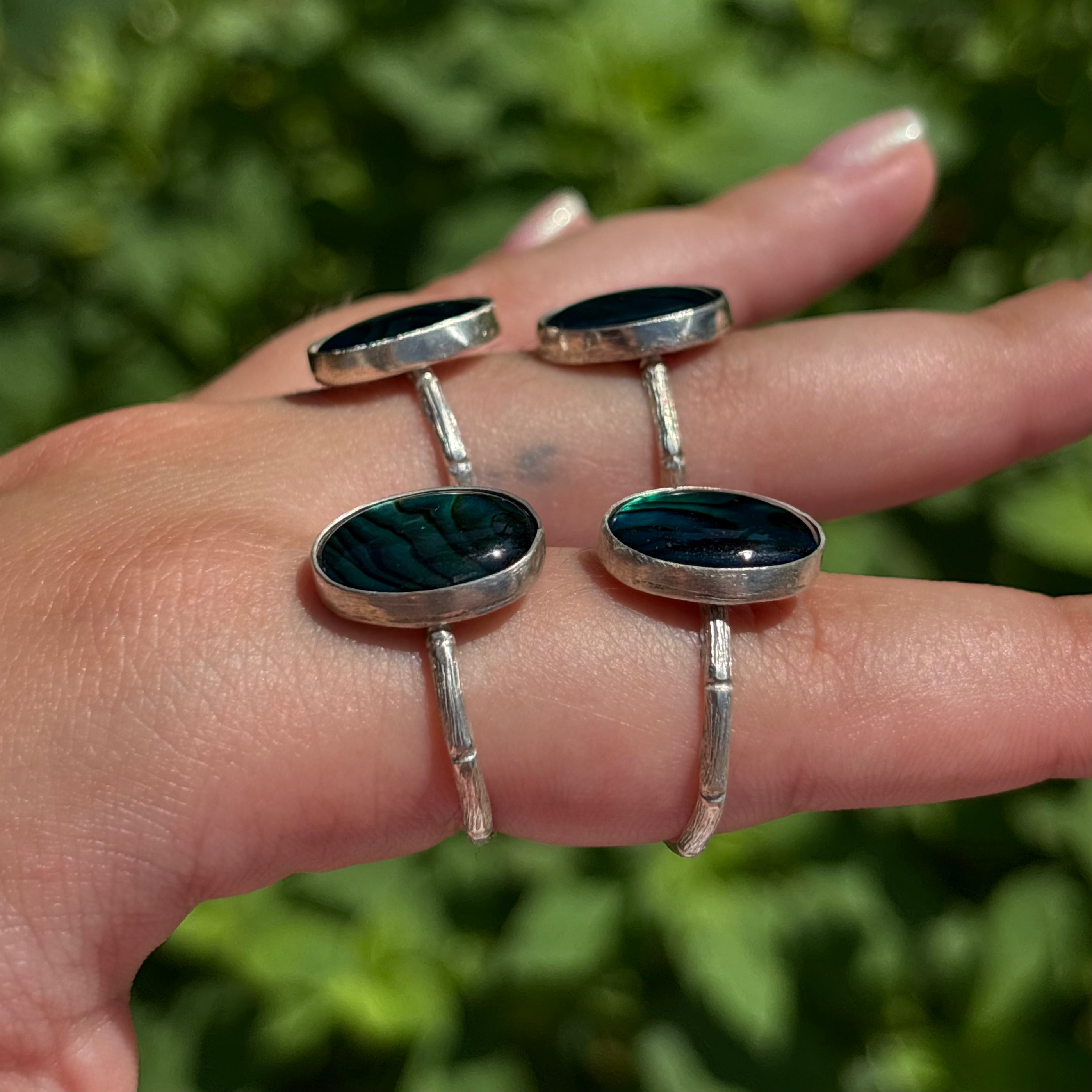Abalone Bamboo Ring (Large Vertical Oval)
