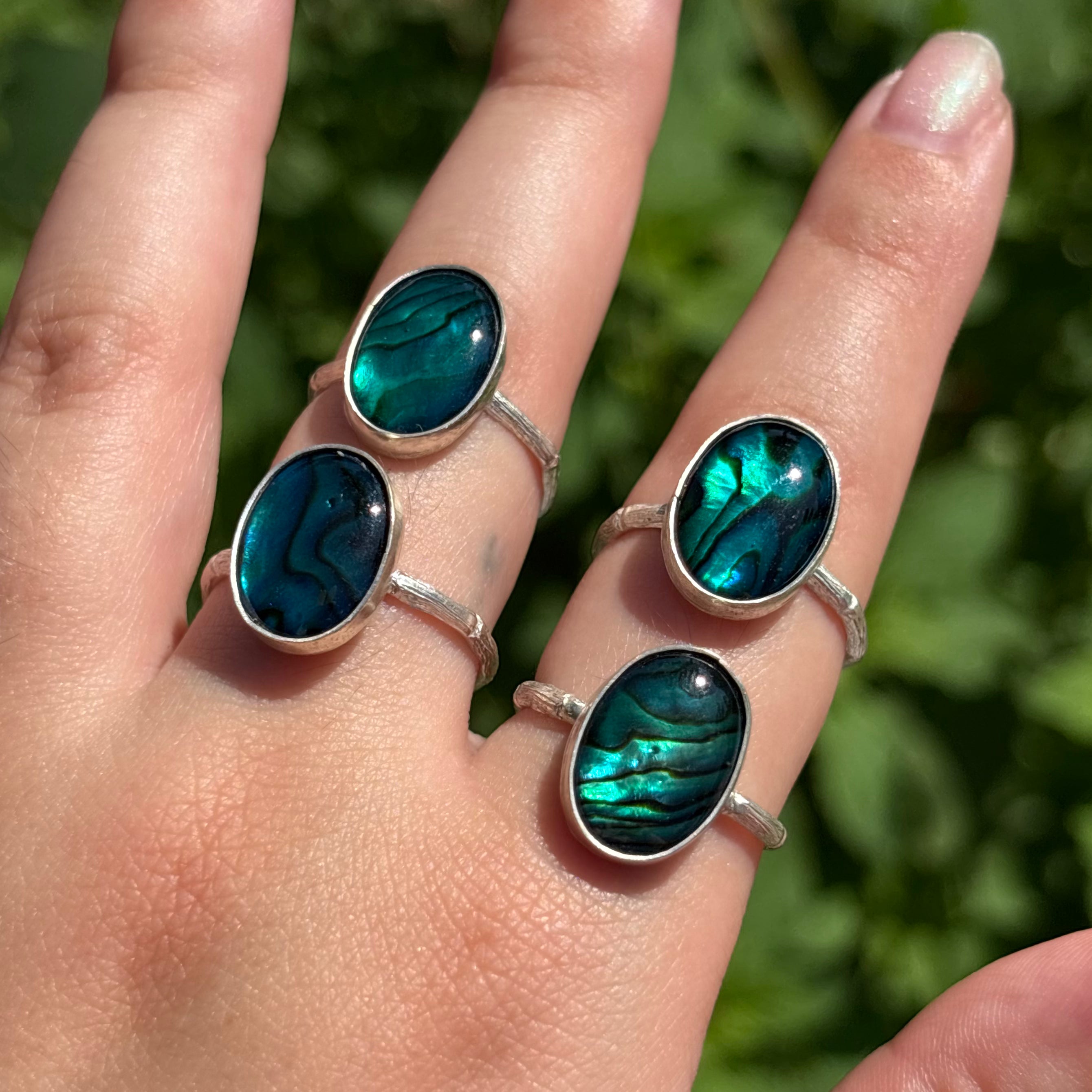 Abalone Bamboo Ring (Large Vertical Oval)