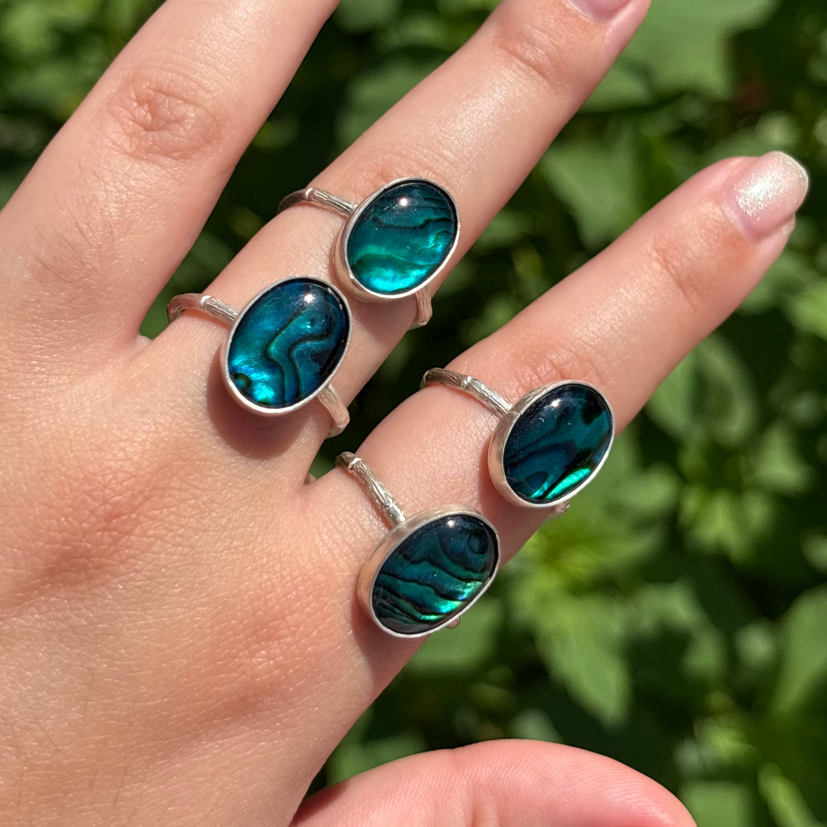 Abalone Bamboo Ring (Large Vertical Oval)