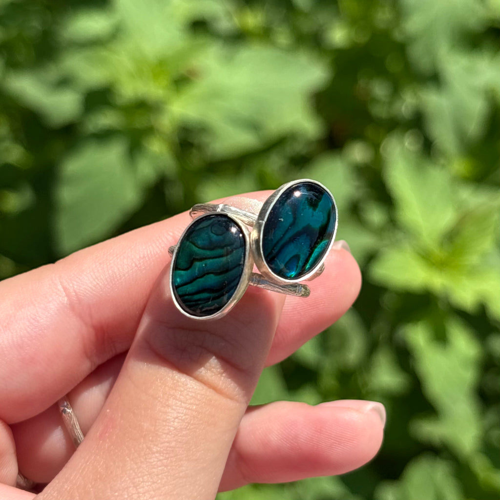 Abalone Bamboo Ring (Large Vertical Oval)