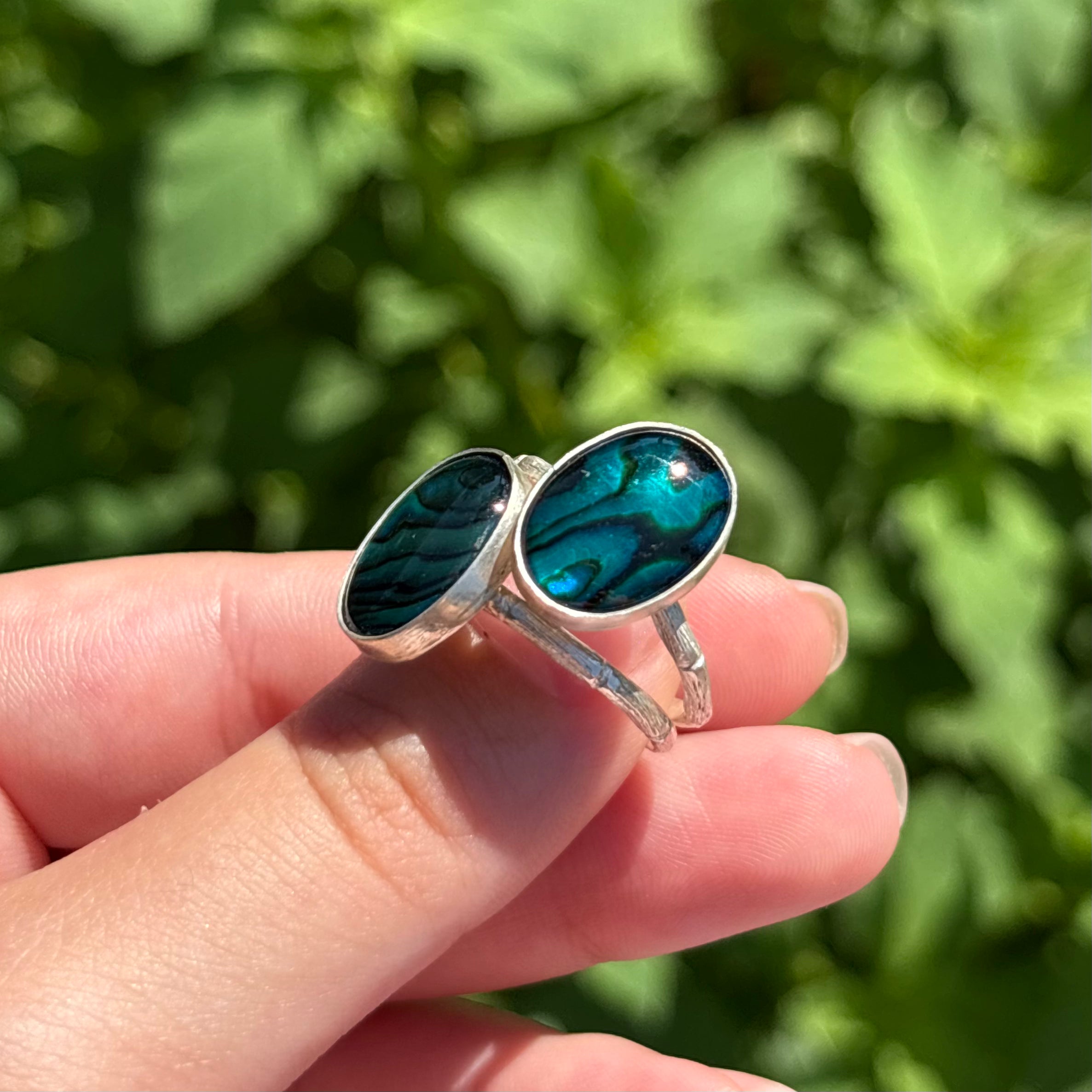 Abalone Bamboo Ring (Large Vertical Oval)