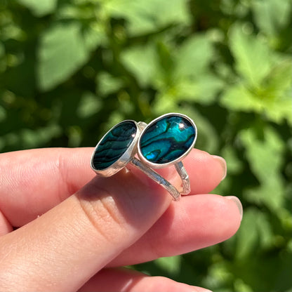 Abalone Bamboo Ring (Large Vertical Oval)