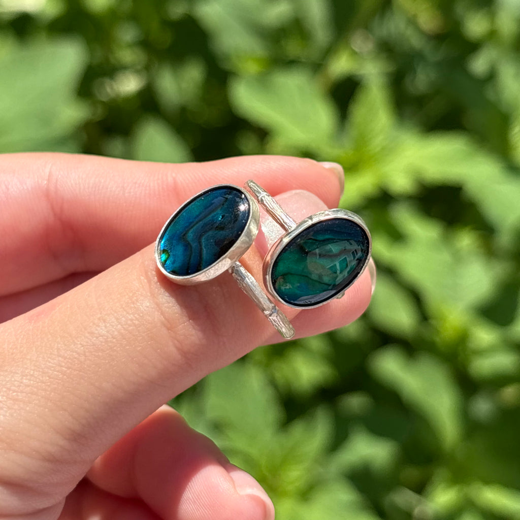 Abalone Bamboo Ring (Large Vertical Oval)