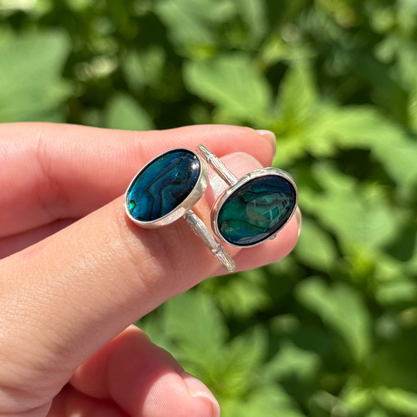 Abalone Bamboo Ring (Large Vertical Oval)