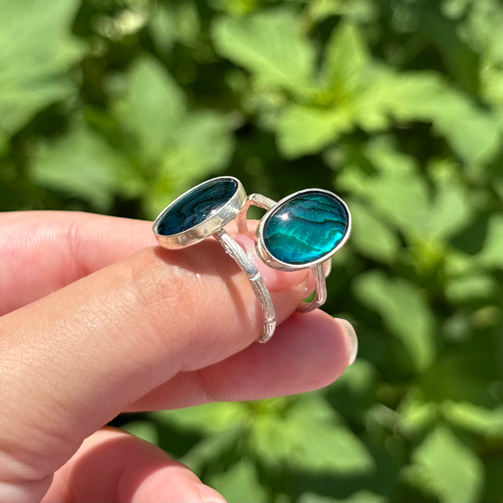 Abalone Bamboo Ring (Large Vertical Oval)