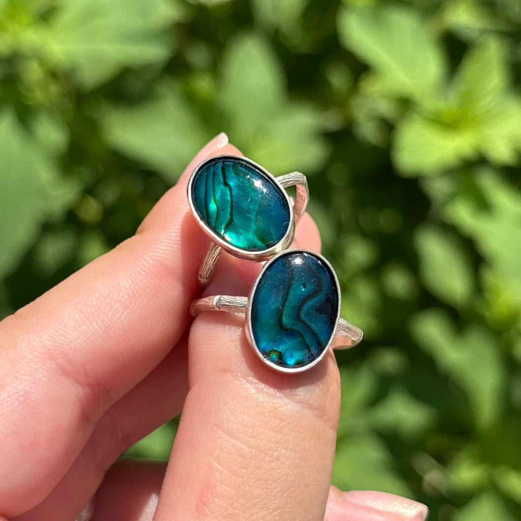 Abalone Bamboo Ring (Large Vertical Oval)