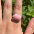 Pink Conch Hidden Flower Ring (Horizontal Oval)