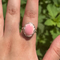 Pink Conch Hidden Flower Ring (Vertical Oval)