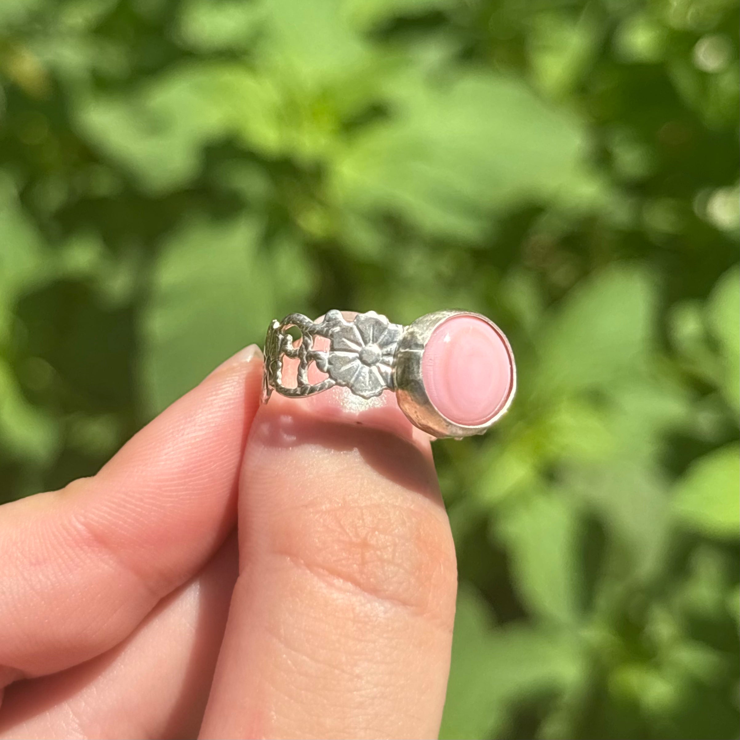 Pink Conch Flower Band Ring
