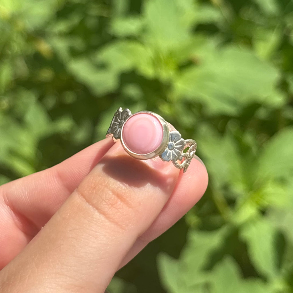Pink Conch Flower Band Ring