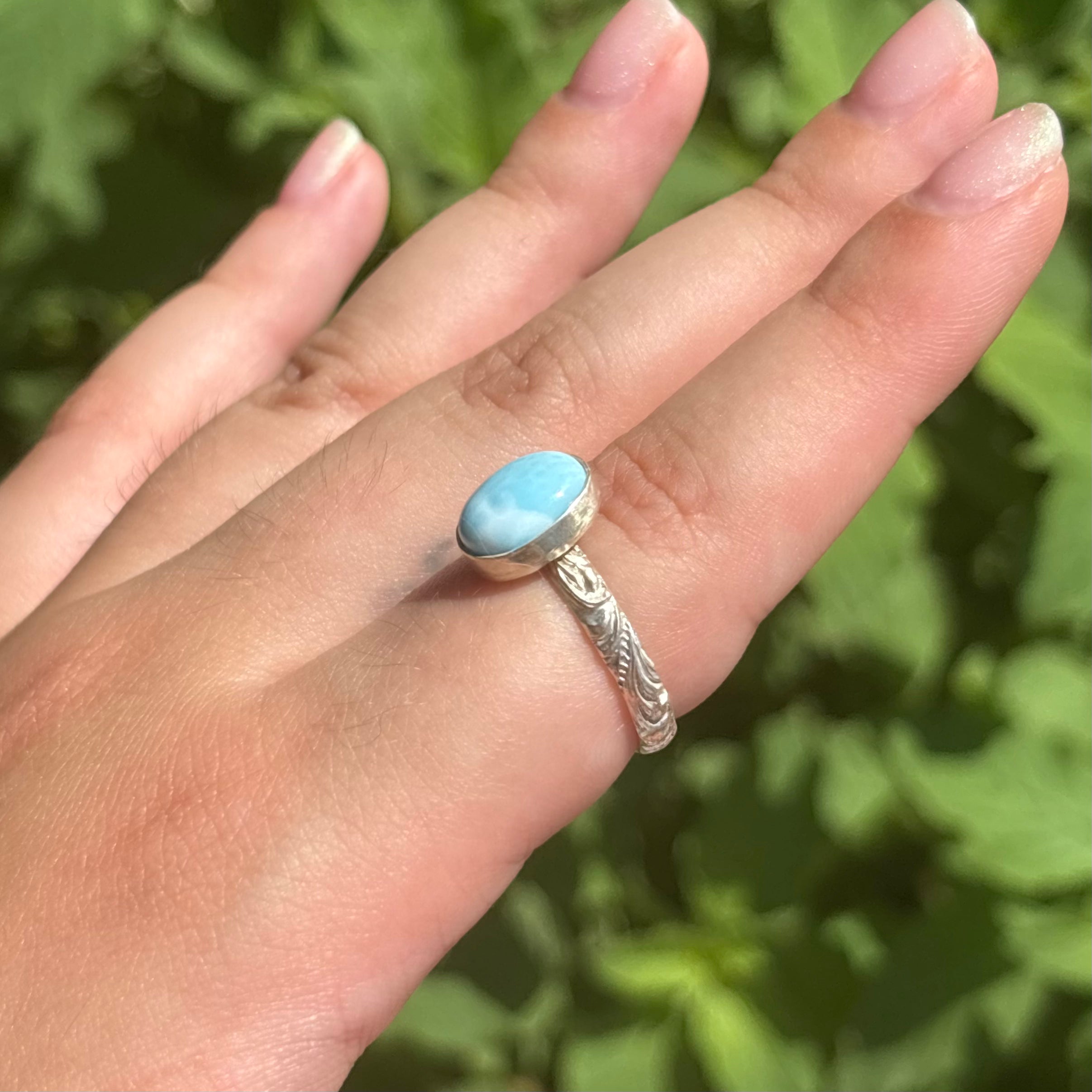 Larimar Ring (Vertical Oval)
