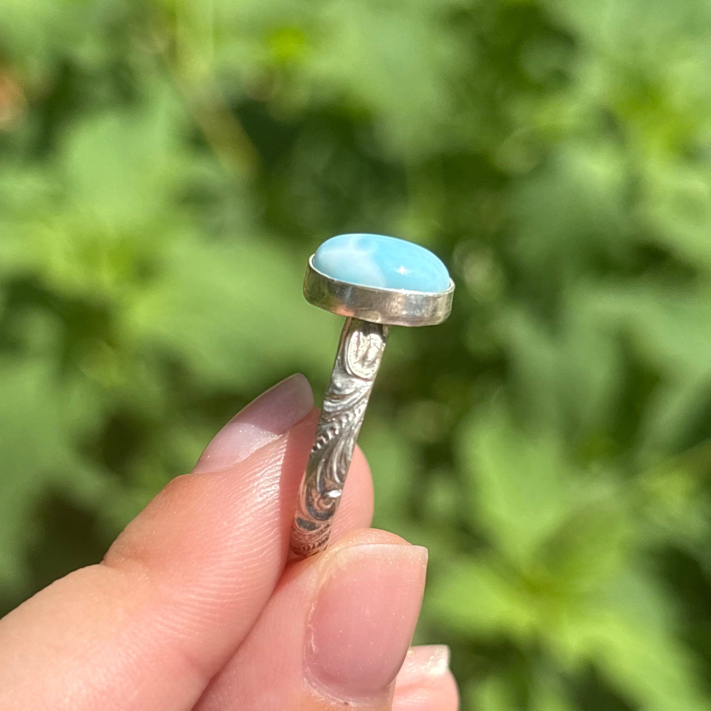 Larimar Ring (Vertical Oval)