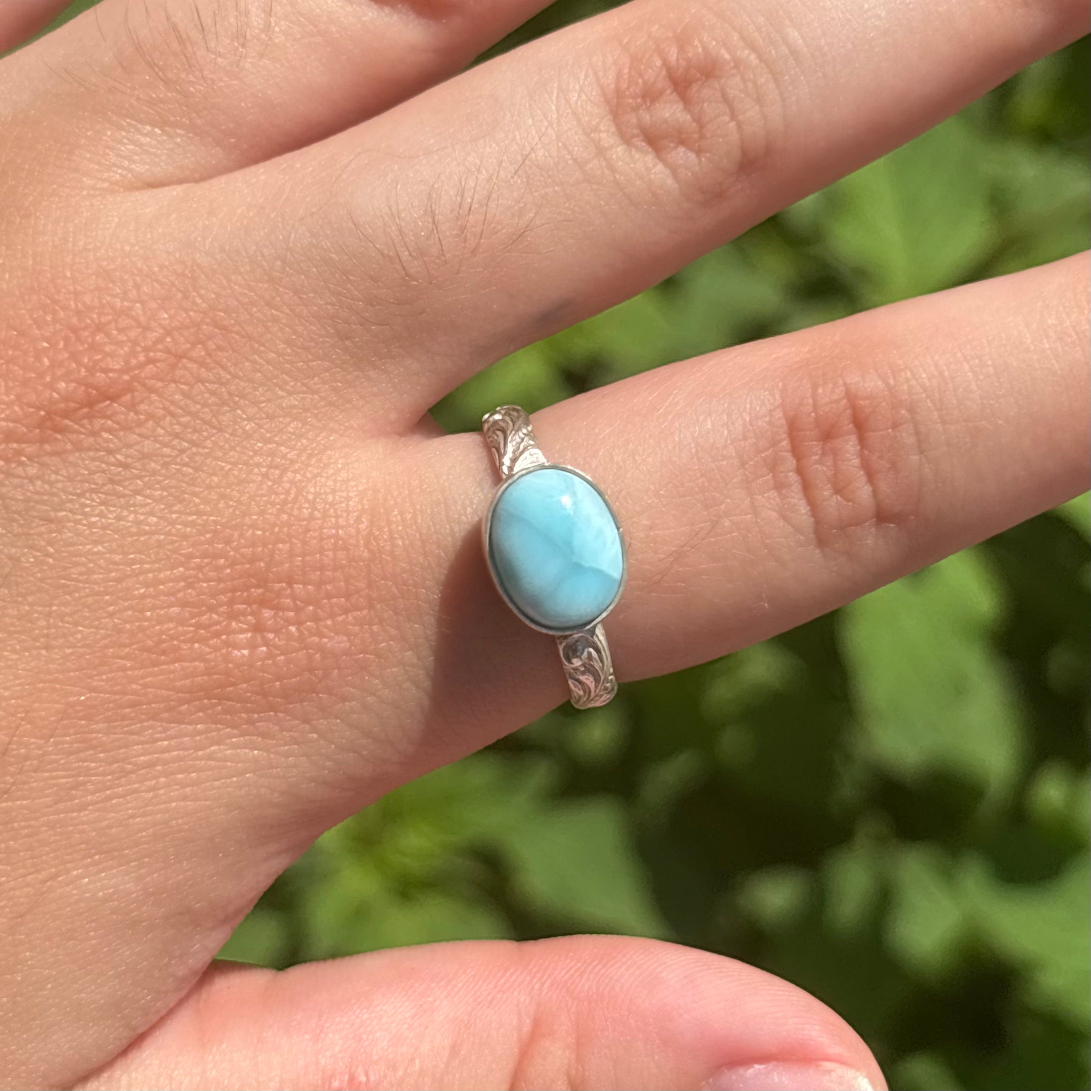 Larimar Ring (Horizontal Oval)
