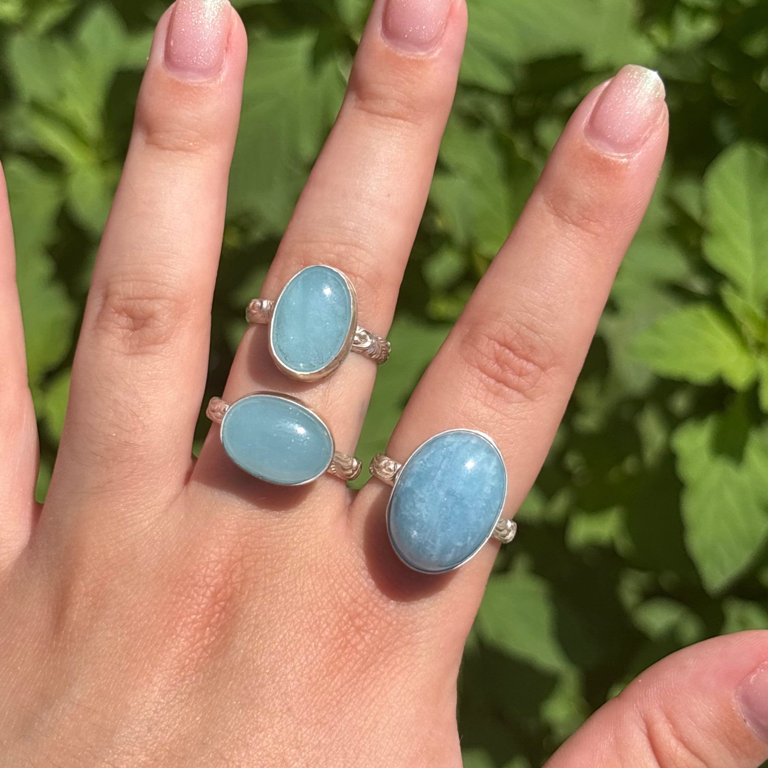 Aquamarine Wave Ring (Very Large Oval)