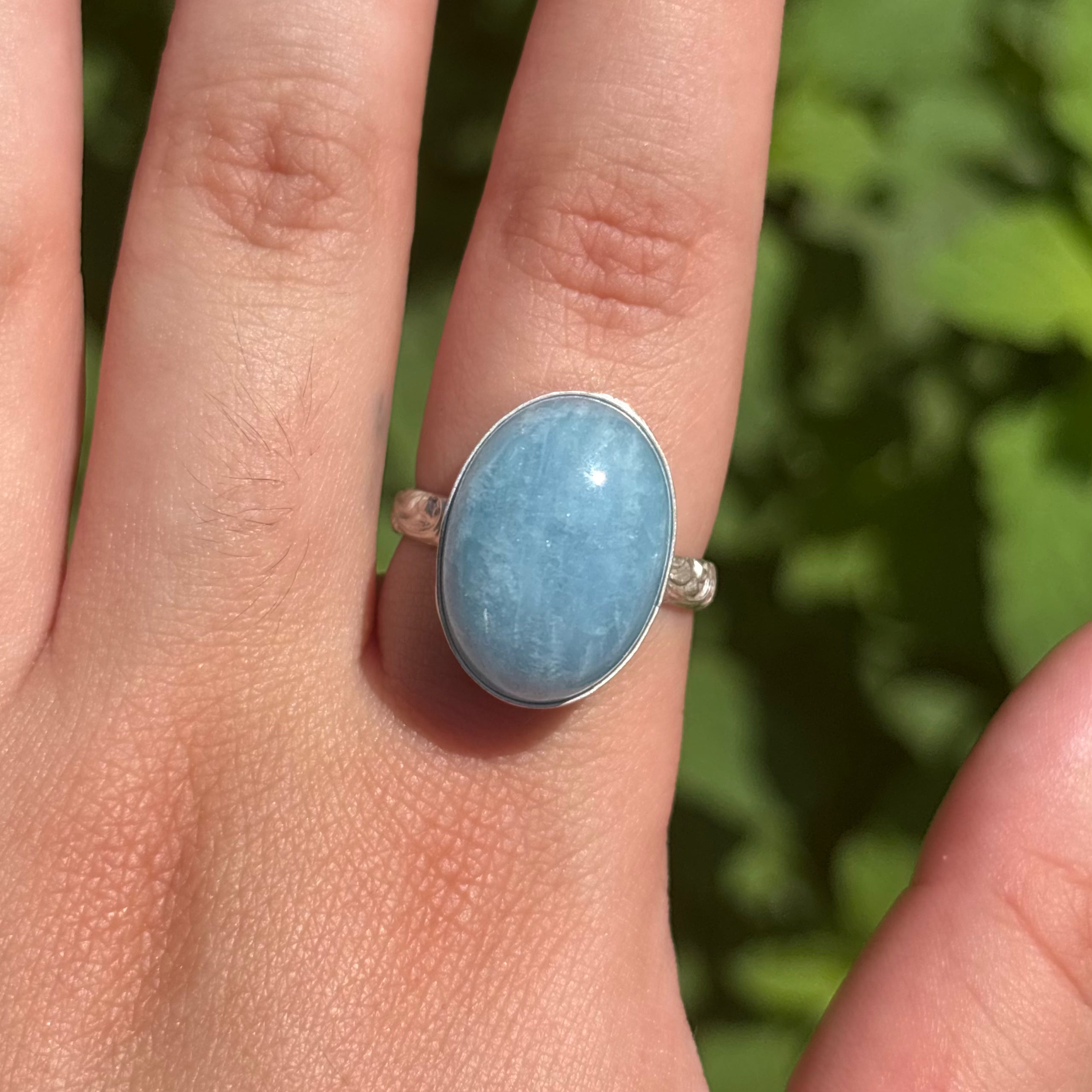 Aquamarine Wave Ring (Very Large Oval)