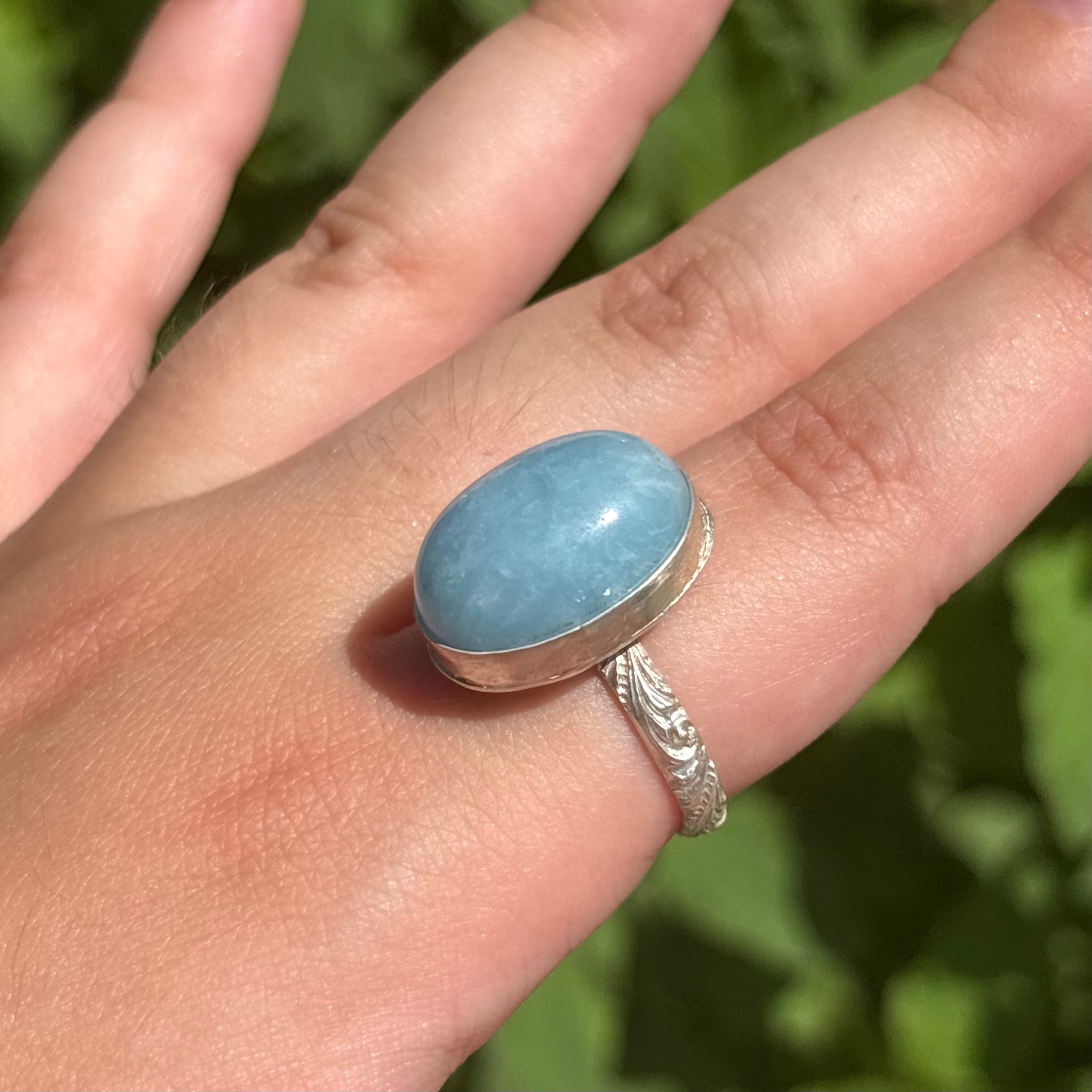 Aquamarine Wave Ring (Very Large Oval)