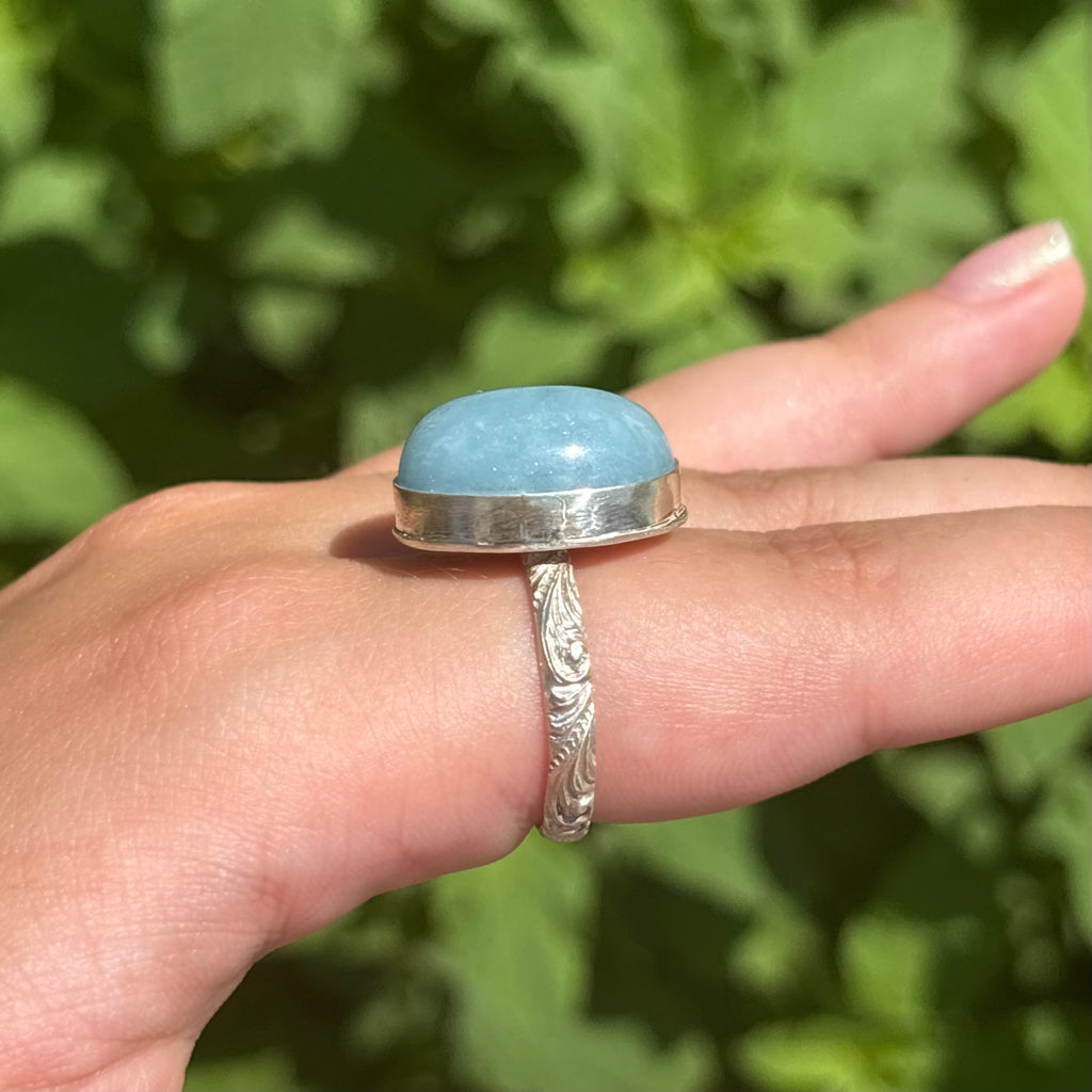 Aquamarine Wave Ring (Very Large Oval)