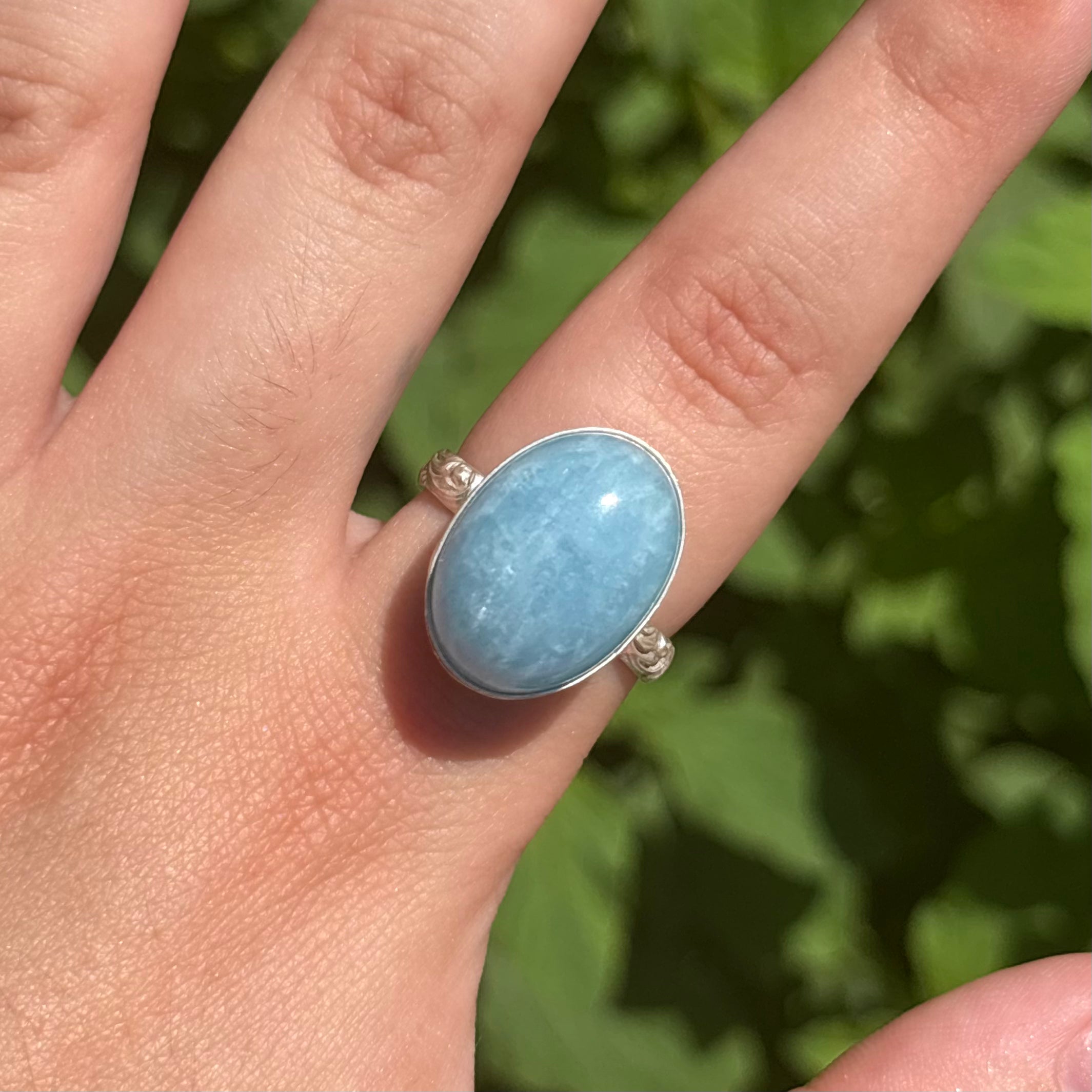 Aquamarine Wave Ring (Very Large Oval)