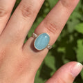 Aquamarine Wave Ring (Large Vertical Oval)