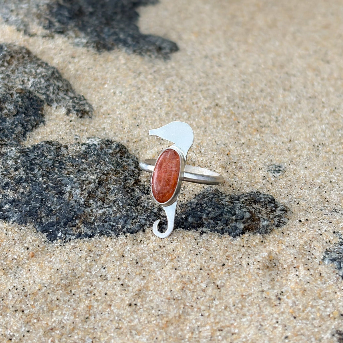 Sunstone Seahorse Ring