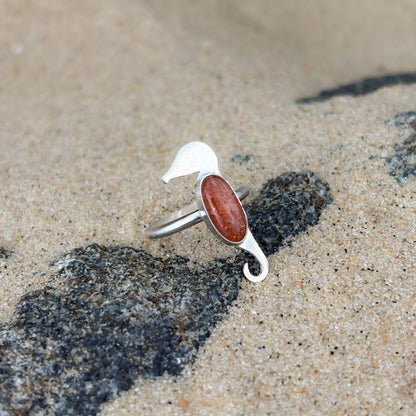 Sunstone Seahorse Ring