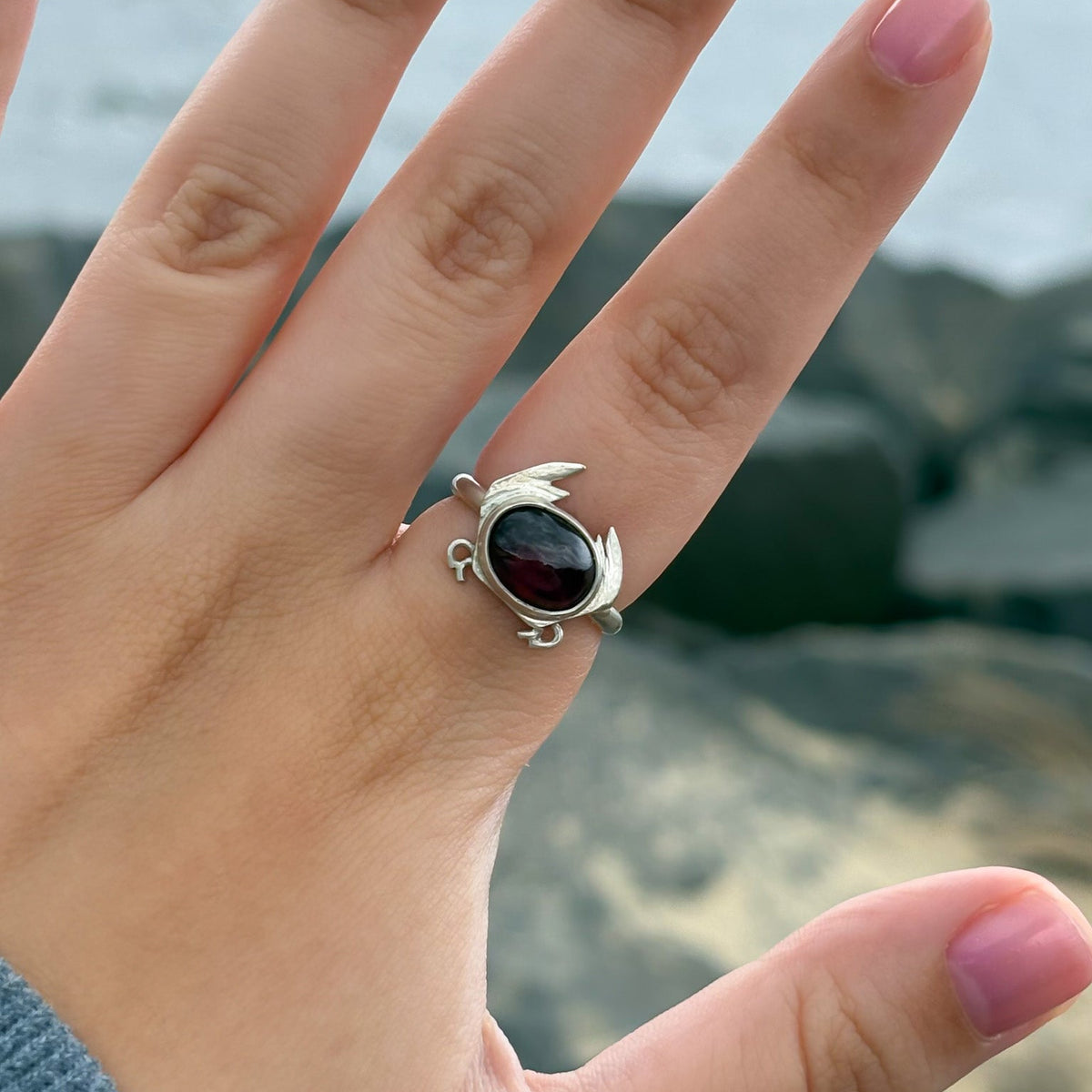 Garnet Crab Ring