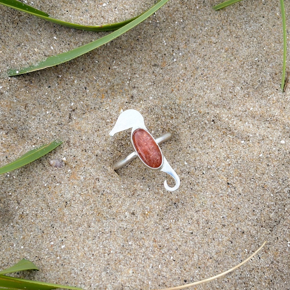 Sunstone Seahorse Ring