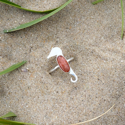 Sunstone Seahorse Ring