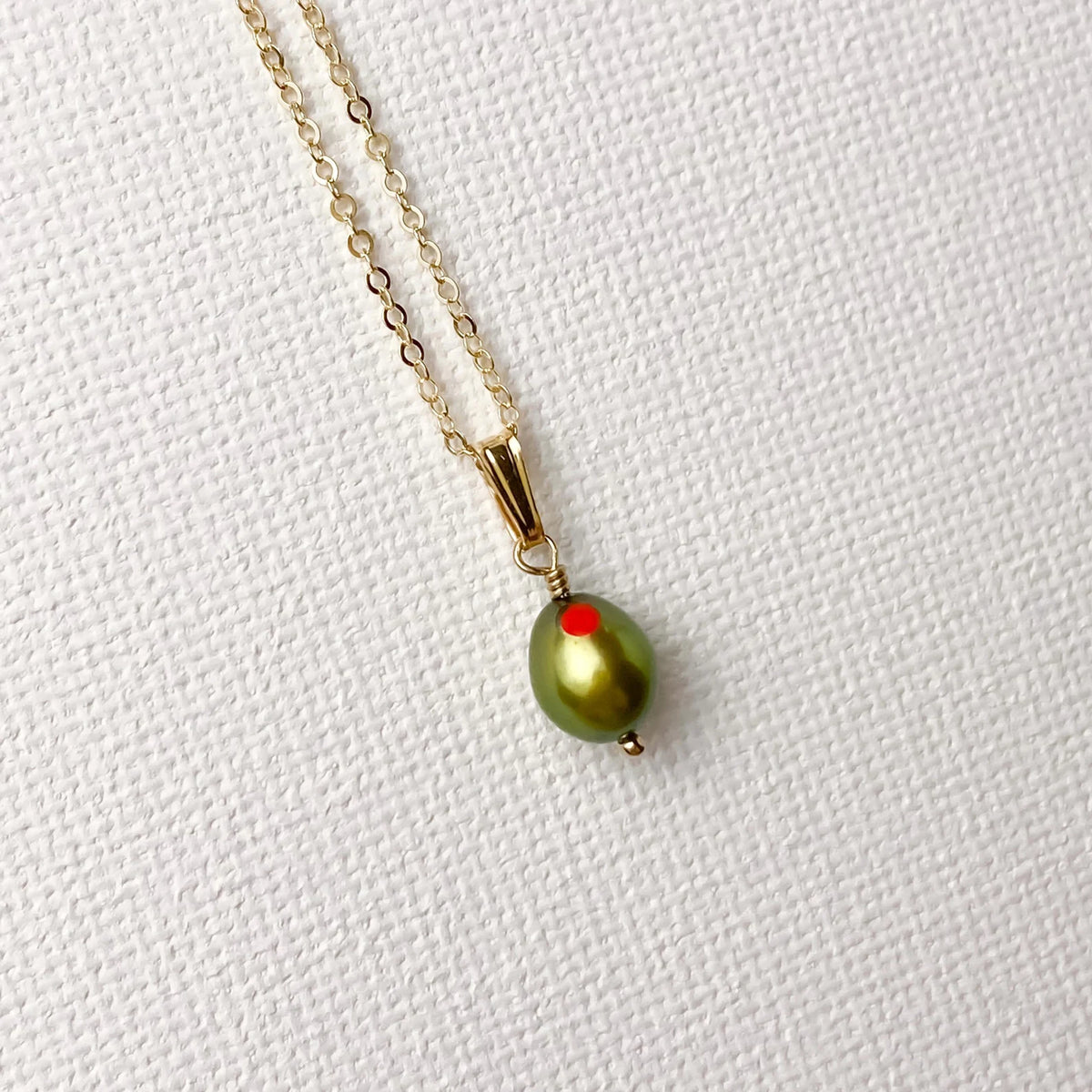 Green Olive Pendant in Freshwater Pearl