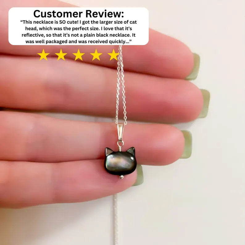 Black Cat Pendant in Mother of Pearl
