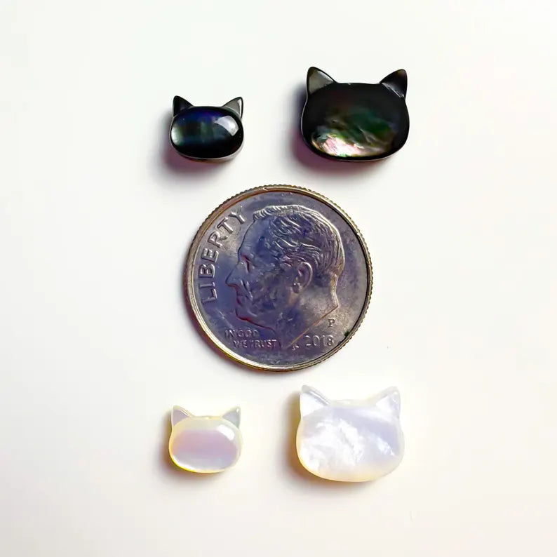 Black Cat Pendant in Mother of Pearl
