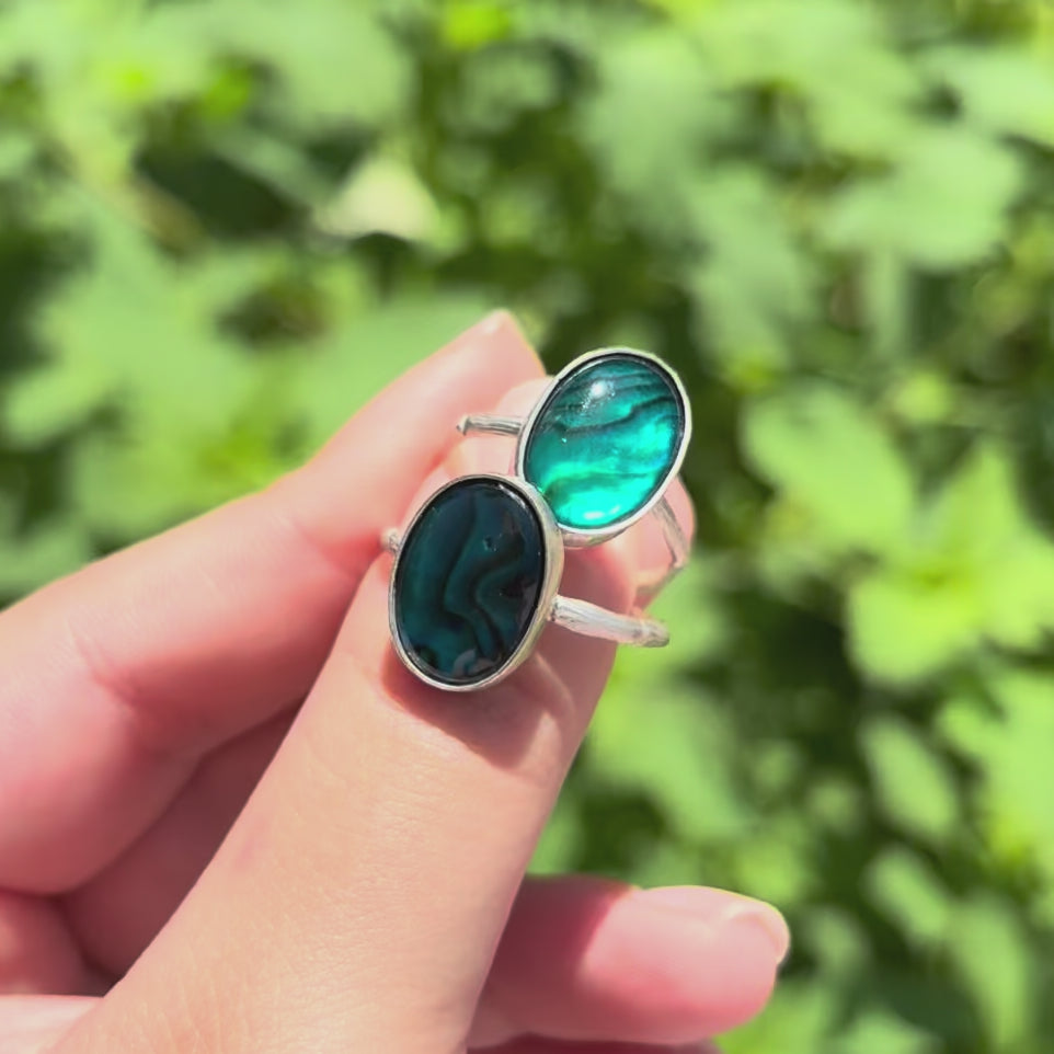 Abalone Bamboo Ring (Large Vertical Oval)