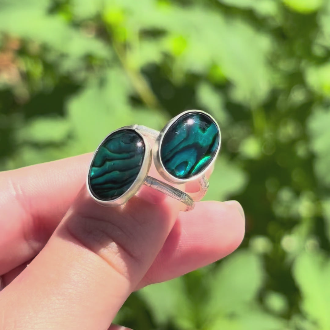 Abalone Bamboo Ring (Large Vertical Oval)