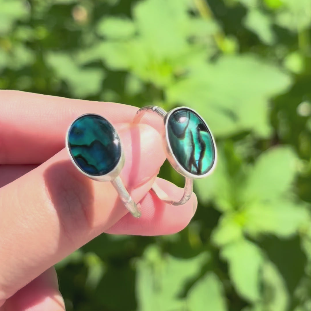 Abalone Bamboo Ring (Large Horizontal Oval)